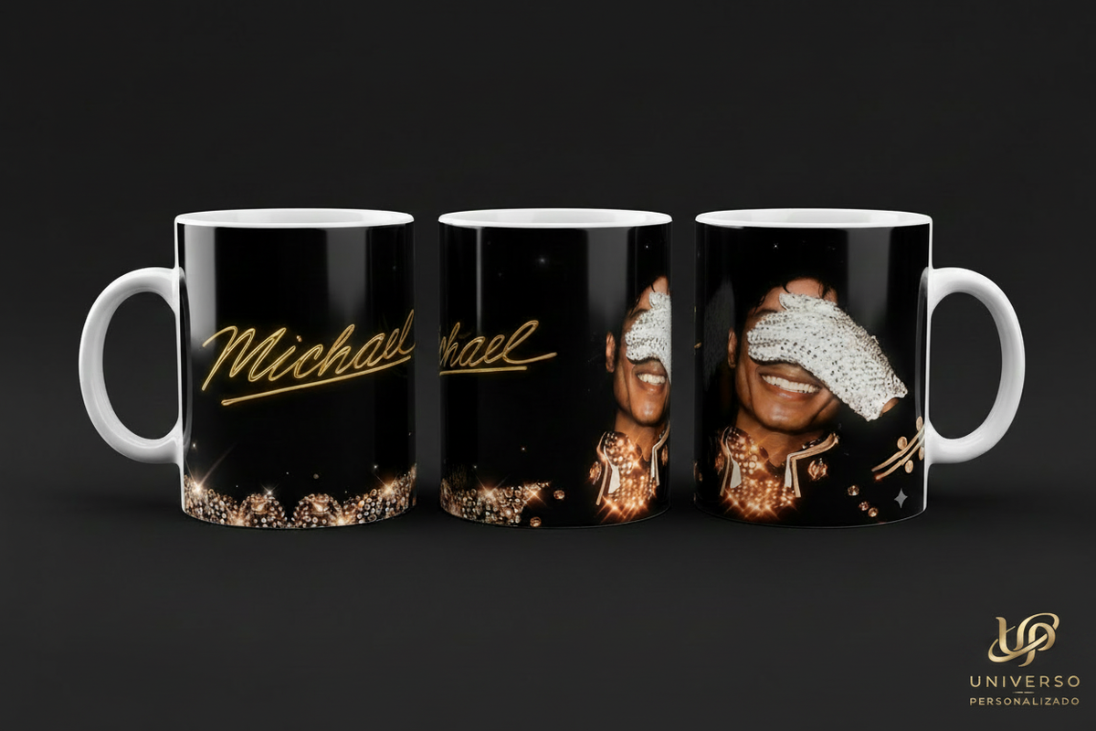 Caneca Michael Jackson Glamour Edition com logo Universo Personalizado