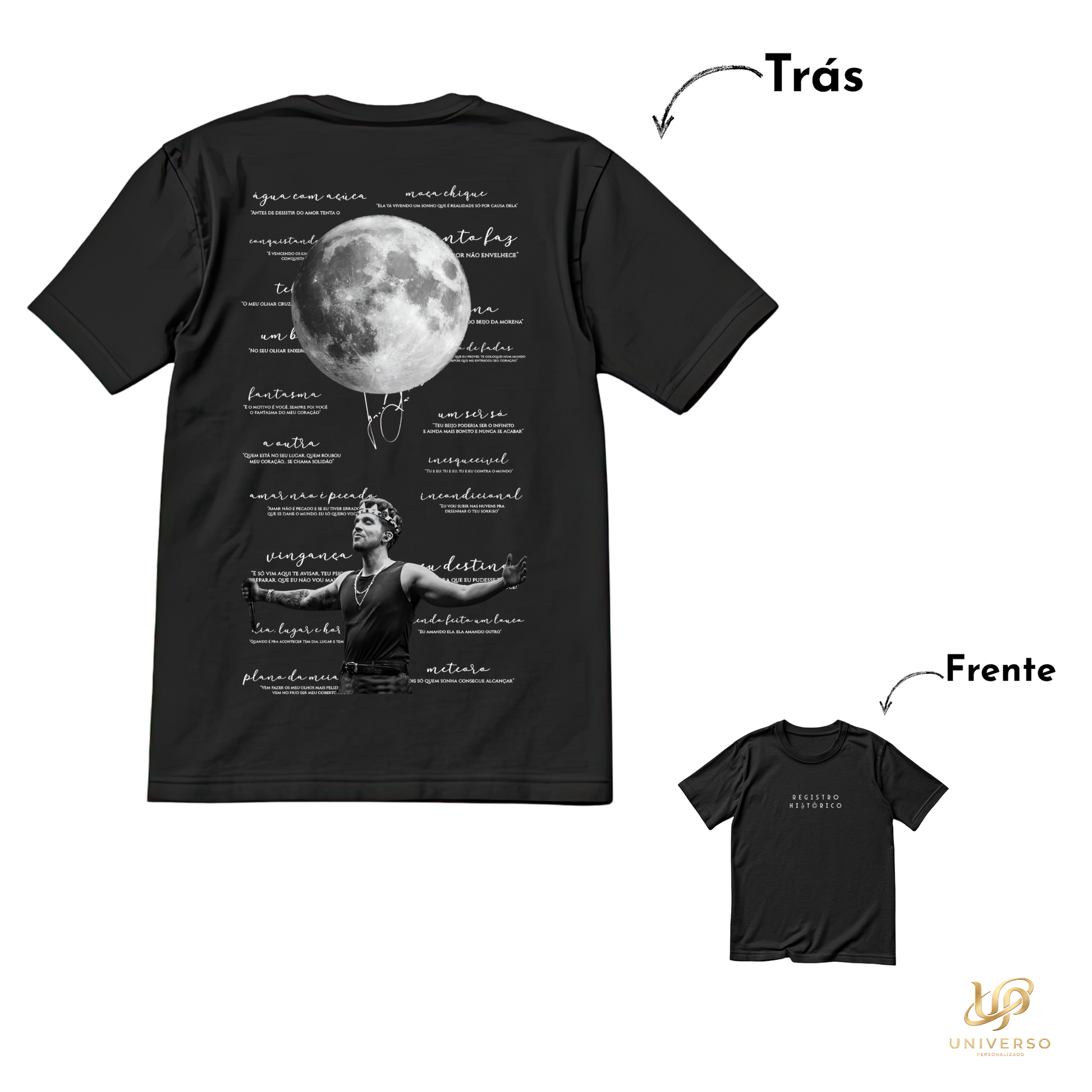 T-shirt Registro Histórico frente e costas