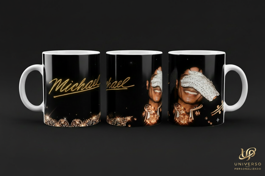 Caneca Michael Jackson Glamour Edition com logo Universo Personalizado